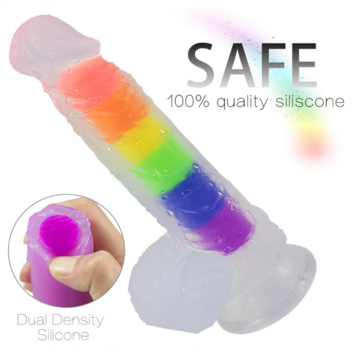 Consolador Transparente Arcoíris